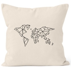 Autiga Dekokissen Kissenbezug Weltkarte World Map Low Polygon Autiga® beige