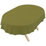 ANRO Tischdecke DanceDirty abwaschbar Leinenoptik wetterfest Falschuni Modern (Einzelstück 1-tlg, eine Tischdecke), Stofftischdecke schmutzabweisend 240x140cm Uni Grün grün Oval | 140 cm x 240 cm