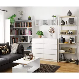 Akord Bücherregal 70 x 32 x 192 cm Weiß/Eiche Artisan