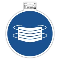 Exacompta 67021E Maskenpflicht Klebeschild Ø20cm Blau aus UV-beständigem PVC