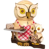 Drechslerei Kuhnert Räucherfigur Eule Weihnachtsbäckerei mit Kind 15 cm beige