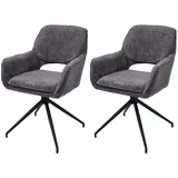Mendler 2er-Set Esszimmerstuhl HWC-N74, Küchenstuhl, drehbar Auto-Return, Stoff Chenille (490g/m2) Öko-Tex ~ dunkelgrau