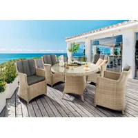 Destiny LUNA 4x Sessel, 1x Tisch, inkl. Auflagen), Aluminium, Polyrattan, beige