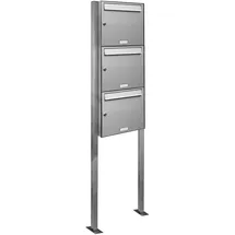 AL Briefkastensysteme 3er V2A Edelstahl silber inkl. Zeitungsfach