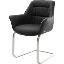 DeLife Freischwinger Kaira-Flex Echt-Leder Schwarz Freischwinger flach Edelstahl