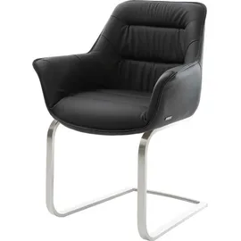 DeLife Freischwinger Kaira-Flex Echt-Leder Schwarz Freischwinger flach Edelstahl