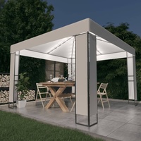 Pavillon mit Doppeldach & LED-Lichterkette 3x3 m Weiß , Pavillons & Partyzelte Design 2024