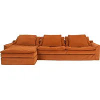 furninova Big-Sofa »Sake, Kuschel-Megasofa, Relaxsofa, leger und sehr bequem, viel Platz«, mit 6 Rückenkissen, abnehmbarer Hussenbezug, L-Form orange