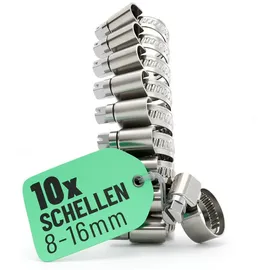 greate Schlauchschellen Edelstahl 8-16mm - 10er Pack