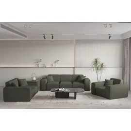 Fun Möbel Sessel CELES PREMIUM Stoff 80 x 90 x 80 cm Moosgrün mit Zierkissen