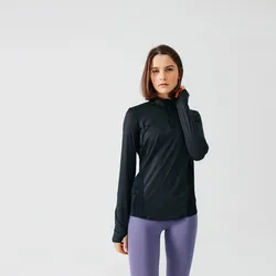 Laufshirt langarm 1/2 Zip Dry+ Damen schwarz L