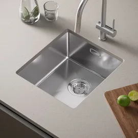 CECIPA Edelstahl Einbauspüle Küchenspüle Rechteck Spülbecken 40X44cm Eckig Spüle mit Abtropffläche - Silber