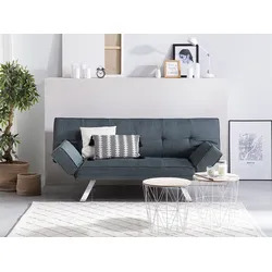 Schlafsofa 3-Sitzer Polsterbezug dunkelblau / silber BRISTOL II