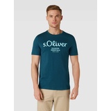 s.Oliver T-Shirt mit Label-Print, Petrol, M