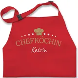 Kinderschürze Schürze Kinder Jungen Mädchen - Kochschürze - Chefköchin mit Name - Geschenk Mama Küche Geburtstag Weihnachten Muttertag - 7-14 Jahre - Rot - kochschürzen kinderkochschürzen - 7-13 Jahre