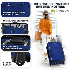 Juskys Trolley Kofferset Athen - 60 L, 2 Rollen, Weichschale, Handgepäck, Blau