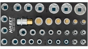HAZET Steckschlüssel- / Schraubendreher-Steckschlüssel-Einsatz-Satz Innen-Vierkant (Robertson) 12,5 = 1 ⁄ 2 " 34-teilig 163-491/34 Vierkant hohl 12,5 mm (1/2") Außen TORX® Profil Außen-Sechs