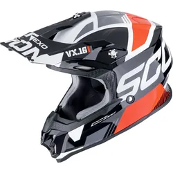 Scorpion VX-16 Evo Air Analog, Motocrosshelm - Schwarz/Rot/Weiß/Grau - L