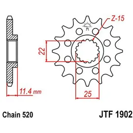 JT Sprockets Kettenrad JT JTF1902,16 Stahl-Kettenrad 16Z Schwarz