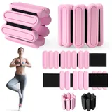 Jueachy Gewichtsmanschetten, Handgelenkgewichte Knöchelgewichte Set mit 2 Stück (je 0.22 KG) Hanteln Frauen Set Verstellbare Arm Gewichte für Joggen Yoga Aerobic Pilates Fitness Armband Rosa