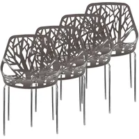 Makika Retro Stuhl Design-Stuhl - CALUNA 4er Set in Grau