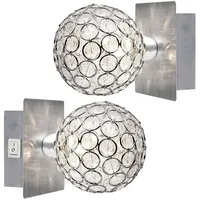 GLOBO Wandlampe Wandleuchte Kristalle klar Flurspot Wohnzimmerlampe Schlafzimmerleuchte, Aluminium,