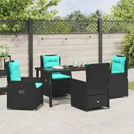 vidaXL Garten Essgruppe 5 pcs Schwarz Poly Rattan - Schwarz
