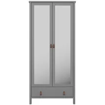 VCM ebuy24 Tromsø Kleiderschrank 2 Spiegeltüren 1 Schublade Grau