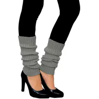 Oblique Unique Sexy Damen Stulpen Hellgrau - Beinstulpen Damen & Mädchen für 80er Jahre Outfit 80s Motto Party Fasching Karneval Tanzen Aerobic Kostüm Accessoires - Einheitsgröße