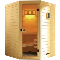 Weka Massivholz-Elementsauna Laukkala 1 mit Glastüre - 38 mm mit Eckeinstieg 4,5 kW Saunaofen OS inkl. Steuerung