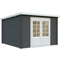 Palmako Gartenhaus Ella 8,7 m2 - 28 mm dunkelgrau/weiß