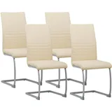 Albatros Freischwinger Stühle 4er Set MURANO, Beige - Esszimmerstuhl Schwingstuhl mit modernem Design, Kunstleder-Bezug, dicke Polsterung, Küchenstuhl,