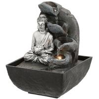 CEPEWA Zimmerbrunnen LED Zimmerbrunnen Buddha, 13 cm Breite, (Stück, 1 tlg., 1 Zimmerbrunnen), Wasserspiel Zen Feng Shui grau