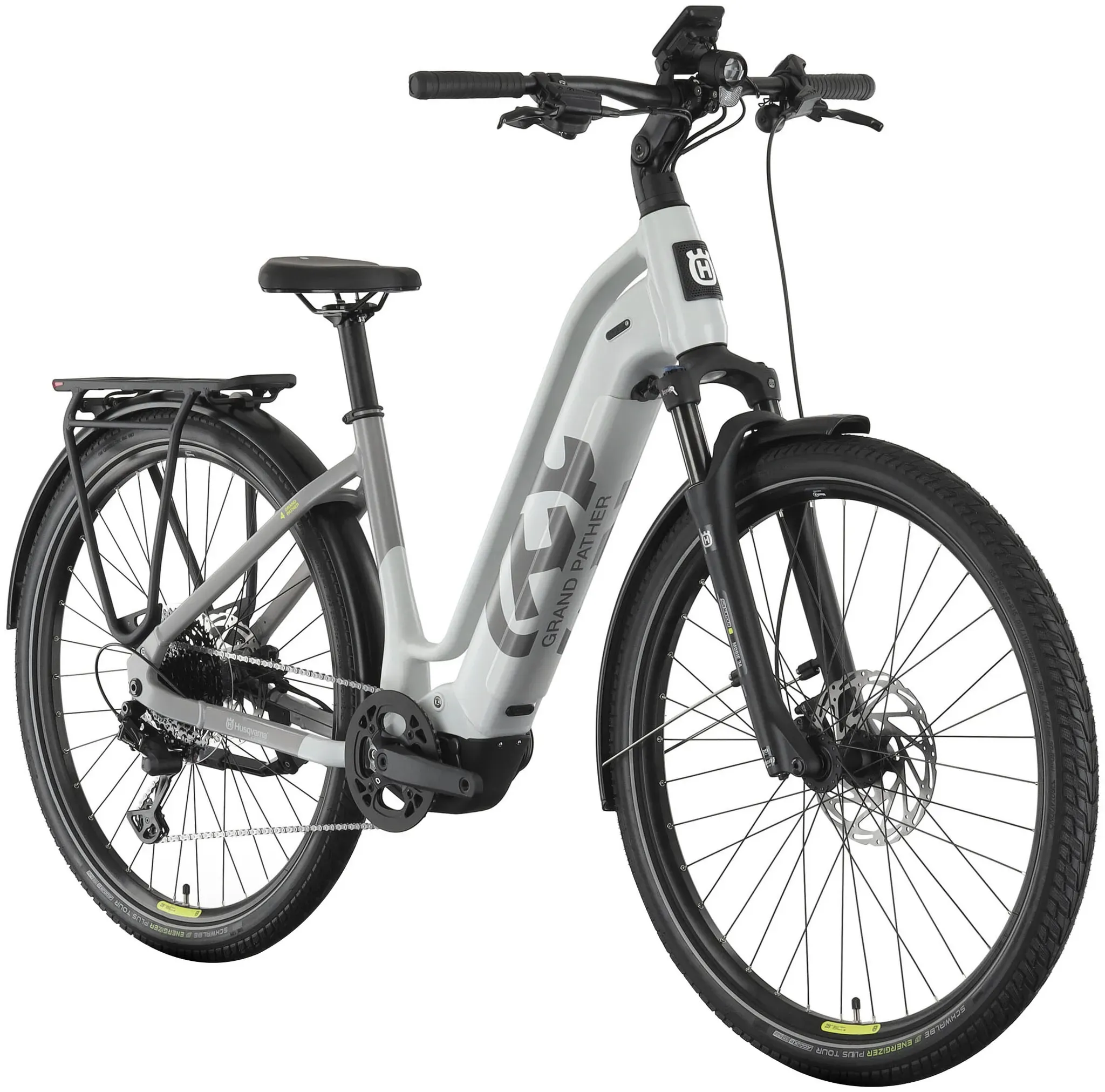 E-Bike HUSQVARNA E-BICYCLES "E-Trekkingbike Grand Pather 4" E-Bikes Gr. 45cm, 28 Zoll (71,12cm), grau (grey / dark grey matt) Pedelec, Elektrofahrrad für Herren