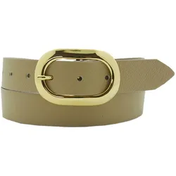 Ledergürtel ANNAMATONI, Damen, Gr. 75, beige, Leder, unifarben, elegant,feminin,klassisch,modisch, Gürtel, Mit goldfarbener ovaler Gürtelschnalle