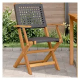 vidaXL Gartenstühle 2 Stk. Schwarz Massivholz Akazie und Poly Rattan