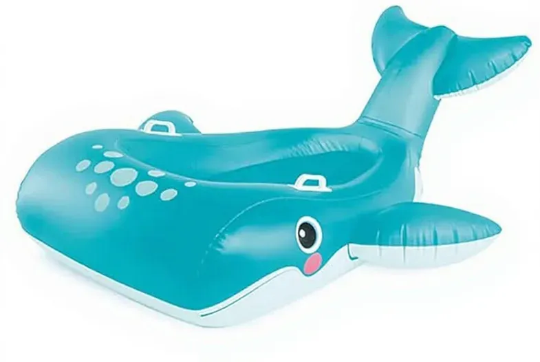 INTEX Blue Whale Ride-On (Maße unentbläst: 168 x 140 cm), Schwimmfloß für Kinder für Schwimmbäder und den Strandurlaub