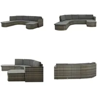 vidaXL 4 tlg. Garten Lounge Set mit Auflagen Poly Rattan Grau - Gartensofa - Gartensofas - Garten Lounge - Garten Lounges - Grau