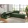 luma-home Ecksofa-Dauerschläfer, Doppelbett 306/223/95 cm Boxspring Federkern Ecksofa 306x223 Dauerschläfer, Bettkasten, Nachtkonsole, Schwenkteil beidseitig montierbar, Cord Grün / 15164