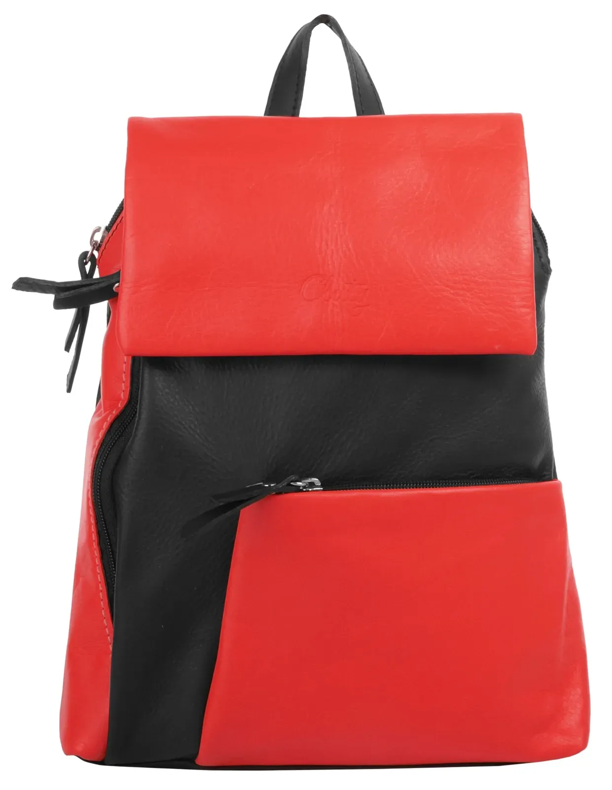 Cityrucksack CLUTY, Damen, Gr. B/H/T: 27cm x 30cm x 4cm, onesize, rot, Leder, Rindsleder, Rucksäcke Cityrucksack, echt Leder, Made in Italy