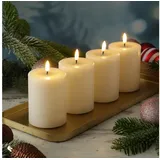 Deluxe Homeart 4er Set LED Kerzen MIA Echtwachs Deluxe 7,5x10cm mit Batterien Fernb. In creme | Gr.: onesize