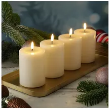 Deluxe Homeart 4er Set LED Kerzen MIA Echtwachs Deluxe 7,5x10cm mit Batterien Fernb. In creme | Gr.: onesize