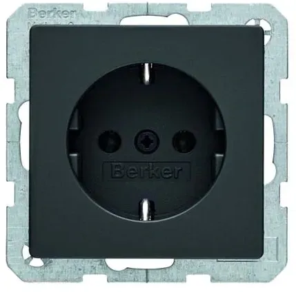 Berker Q.1/Q.3/Q.7 Schuko Steckdose, schwarz samt - 47436085