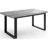WFL GROUP Ausziehbarer Rechteckiger Esstisch im Loft-Stil mit Schwarzen Metallbeinen – Industrieller Tisch für Wohnzimmer – Ausziehbar von 160 cm auf 24... – Grau