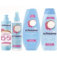 4tlg Schauma Feuchtigkeit & Glanz Shampoo | Spülung Sprühpflege | Kur Reiswasser