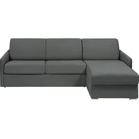 Doppelseitiges Schlafsofa express mit grauem Bezug - Liegefläche 160 cm mit breiten Lattenrosten - Matratze 22 cm mit Formgedächtnis - CALIFE - Grau