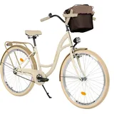 Milord Komfort Fahrrad Mit Korb Damenfahrrad, 28 Zoll, Creme, 1 Gang - Beige/Creme