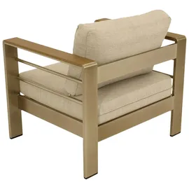 DEGAMO Lounge Set CANNES Aluminium gebürstet + Kunstholz braun Polster hellgrau - Silber/Grau/Braun