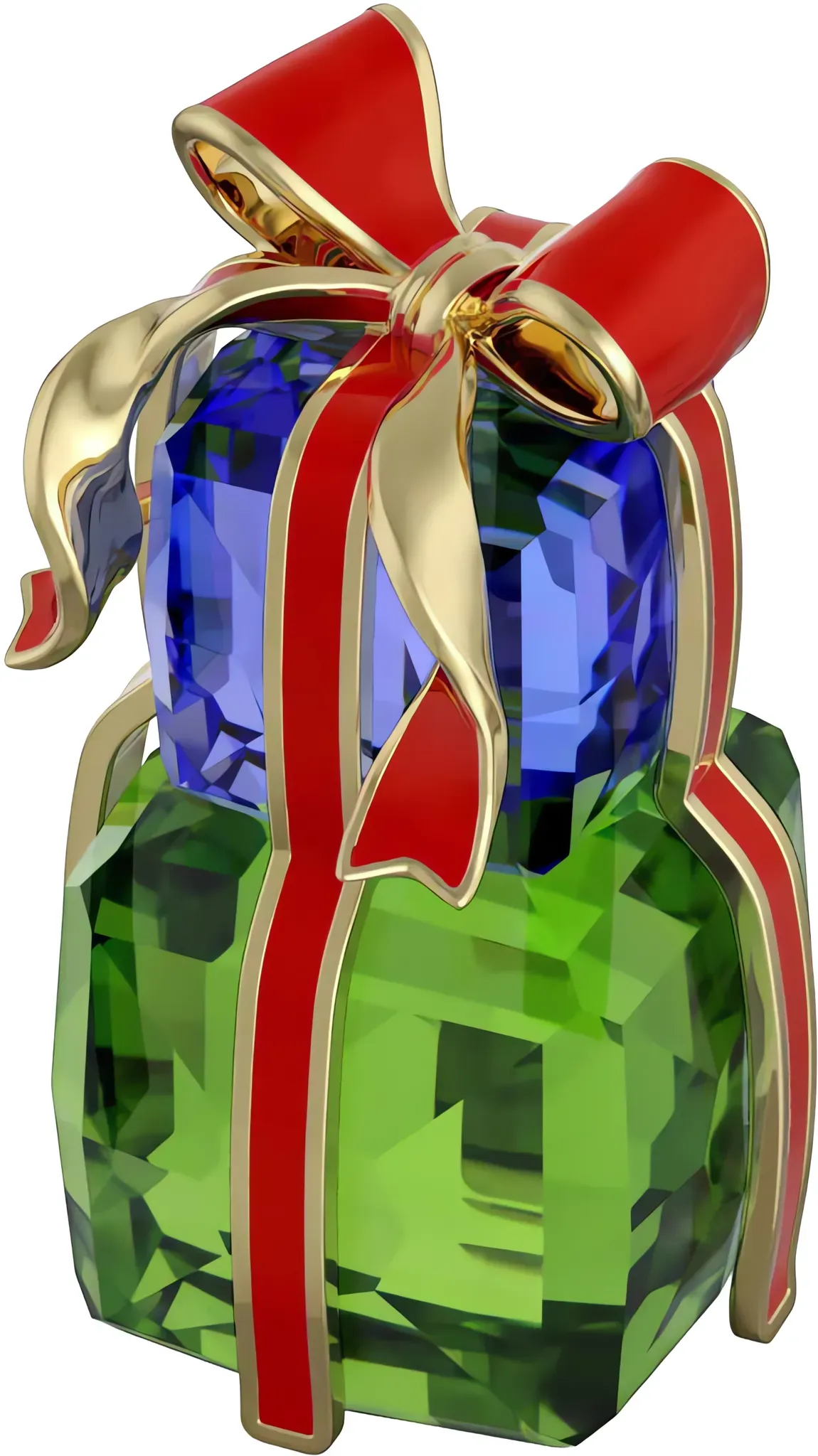 Weihnachtsfigur SWAROVSKI "Dekofigur Kristallfigur Sammelfigur Geschenke", gold (grün, blau, rot, goldfarben), Dekofiguren, Geschenke, Metall, Swarovski Kristall