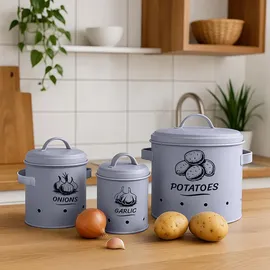 Relaxdays Zwiebeltopf 3er Set grau